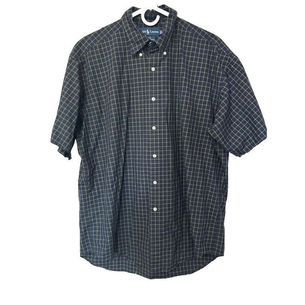 Ralph Lauren Button Down Shirt Mens Large Blake Plaid Blue Green Pony